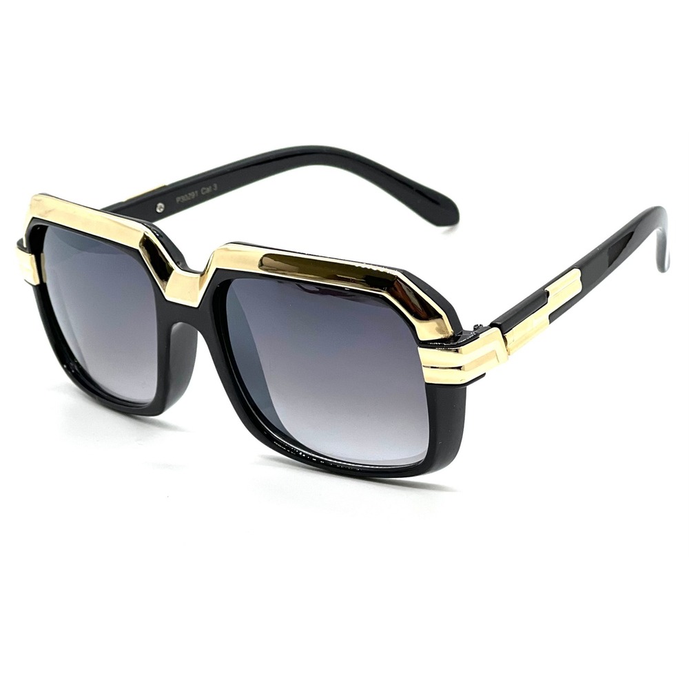 Oversized Square Sunglasses Black Gold Frame Gradient Lens Womens Aviator Fancy‎ - Picture 4 of 17